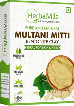 Herbalvilla Natural Multani Mitti Powder for Face Pack (200 Grams) Fuller's Earth, Bentonite Clay