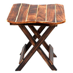 CraftsX2Z Handmade Wooden Natural Brown Foldable Coffee Table, Adjustable Coffee Table, Side Table, End Table for Poolside Garden, Living Room, Bedroom, Small Spaces Etc. (Square 13 Inch)