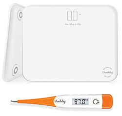 Vandelay (UK) CQR-BS1000 Digital Electronic Weighing Scale, Personal Bathroom Body Weight Machine for Home with Thick Tempered Glass (White Scale Combo)