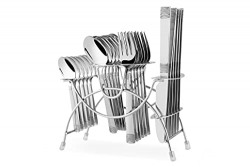 Shapes Lynex Stainless Steel Cutlery Set of Spoons, Forks & Knives with Stand for Home/Kitchen, Set of 24 Pcs. (Contains: 6 Dinner Spoons, 6 Dinner Forks, 6 Tea Spoons, 6 Dinner Knives with a Stand)