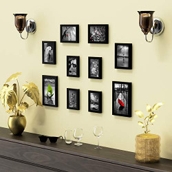 Random New Synthetic Collage Set of 10 Black Photo Frames (4 X 6 Inch - 04, 5 X 7 Inch - 04 & 6 X 10 Inch - 02)