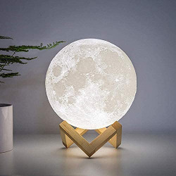 The ACE Enjoy 3D Moon Lamp 7 Color Changing Sensor Touch Crystal Night Lamp with Wooden Stand, Bedroom Lamp Home Decoration Light