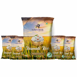 India's Fresh Special Basmati Rice, Extra long grain basmati rice - 5 Kg ( Pack of 1 Kg * 5 )