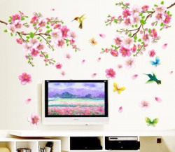 Aquire Wall Stickers Flowers TV Background Branch LED LCD Living Area Decoration PVC Vinyl Extra Large Vinyl(Pack of 1)