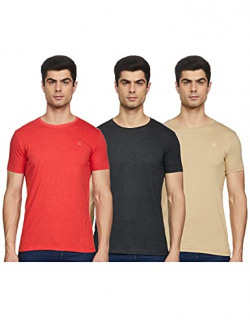 Integriti Men's Slim T-Shirt (Pack of 3) (INT-T-CT-136_Khaki/Anthra Melange/RED Orange S)