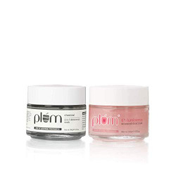 Plum Detox and Smoothen Face Mask Duo | Includes Charcoal & Frost Mask Skin Hydration | Activated Charcoal Powder | Vitamin E | Maintains pH Balance | 100% Vegan, Cruelty Free