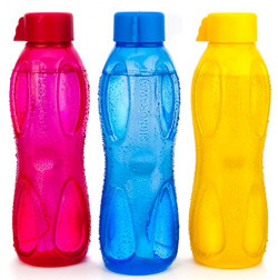 Signoraware Aqua Drop Plastic Water Bottle (Set of 3), 1 Litre, Multicolor