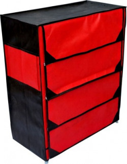 Raunak 4 Shelf Metal Collapsible Shoe Stand(Red, Black, 4 Shelves, DIY(Do-It-Yourself))