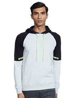 Fusefit Men's Fleece Hooded Neck Sweatshirt(FFA-MT053-01_GREY MEL_XL)