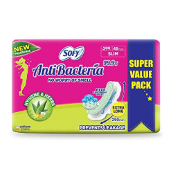 FANDOM Sofy Antibacterial Extra Long Sanitary Napkins for Women, 48 Pads