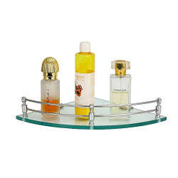 U-S-F BATH ACCESSORIES Transparent Round Glass Corner Shelf for Bathroom and Kitchen/Wall Shelf/Bathroom Shelf Accessories (9X9 Inches)-Pack of 1