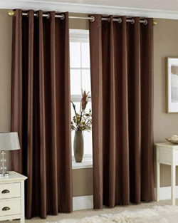 ROOMIAC - The Elegant Rooms Polyester, Polyester Blend Curtains, 9 Ft, Brown