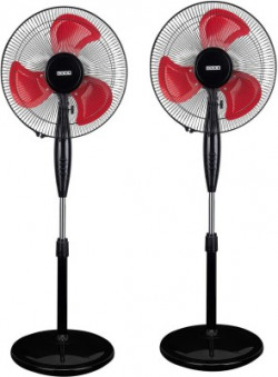 USHA Colossus Rust Free pack of 2 400 mm 3 Blade Pedestal Fan(Red, Pack of 2)