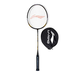 Li-Ning XP-70-IV Strung Aluminum Badminton Racket With Free Head Cover(Black/Gold,Set of 1)