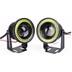 CarFrill High Power Led Projector Fog Light Cob with White Angel Eye Ring 10W Set of 2 LED, for Hyundai i10 Grand, i20 Active.