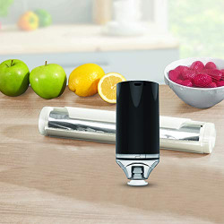 Vacuum Packers Portable Mini Hand Vacuum Sealer for Home & Kitchen Use with 1200mah Battery Back Up & Powerful Suction Pump (BLACK)