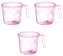 Milton Plastic Plastic Transparent Bath Mug, 1 L (Purple) -Set of 3