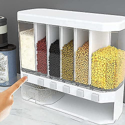 BAZKU Wall Mounted Cereal Food Dispenser For Kitchen 6 Grid Dry Food Dispenser Space Saving Food Storage Containers for Cereal, Rice, Nuts,Coffee Bean, Snack, Grain(Food Dispenser-6 Grid)