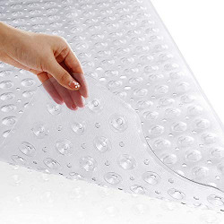 Lifekrafts Polyvinyl Chloride Anti-Slip Bathroom Shower Mat (Transparent, 100x40 cm)
