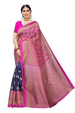 Yashika Women's Art Silk Saree (Sdpl-Metro_Navy_Free Size_Navy Pink)