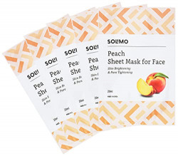 Amazon Brand -Solimo Face Sheet Mask, Peach, Pack of 5