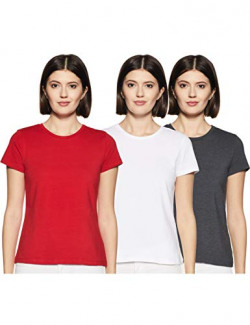 Amazon Brand - Symbol Women's Regular T-Shirt (SYMAW19RN22_Anthra & Wh