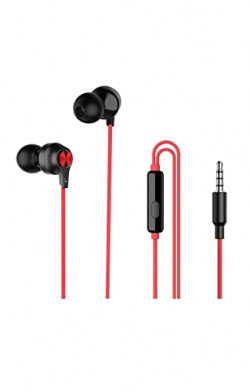 (Renewed) Tecno Prime-P1 | Glossy Metallic Design | Super Clear Voice Quality |10mm Big Driver, Black-Red