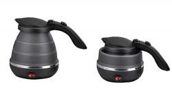 Perriha Fashion Travel Electric Portable Kettle Foldable 600ML Collapsible Kettle Silicon 220V 50Hz Hot Water Boiler & Tea Heater for Travelling, Office And Home Use (Random Color, Black, white, blue, pink)