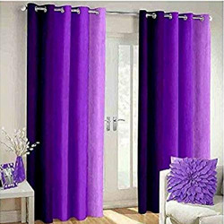 DKH Long Crush Polyester Door Curtain Parda Pack of 2 Piece for Bedroom Living Room Home with Striped Pattern (W 4ft X L 7ft)-(Purple)