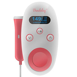 Vandelay Ultrasonic Fetal Doppler Heart Rate Monitor with Headphone & Probe Jack, Built in Speaker. Perfect for Home or Clinic Use.