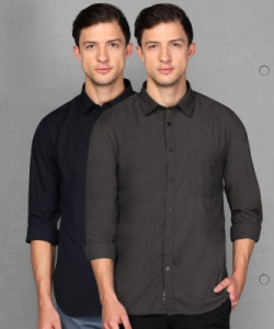 METRONAUT Men Solid Casual Multicolor Shirt(Pack of 2)