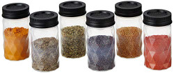 Amazon Brand - Solimo Twister Airtight Plastic Jar (Transparent,Set Of 6, 225 Ml) (Geometric Pattern), Pack of 1