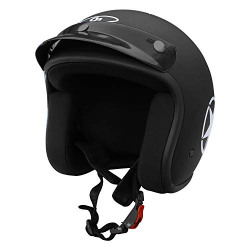 O2 STARX PERL Open Face ABS Helmet with Quick-Release Adjustable Strap, Sturdy Head Protector, Safety Helmet for Bike (Medium Size, Black)