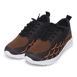Longies Men's Comfortable Shoes Orange008 Fly Knit Leather Casual-8UK (LSFMCSV001)