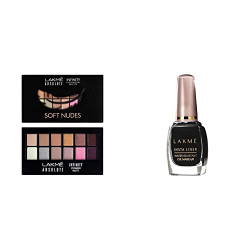 Lakme Absolute Infinity Eye Shadow Palette, Soft Nudes, 12 g and Insta Eye Liner, Black, 9ml