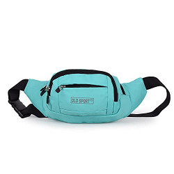 Old Sport Water Resistant Waistbag with 5 pockets and 26-44 Inches Adjustable Belt for Running, Cycling, Hiking, travelling (Turquoise)