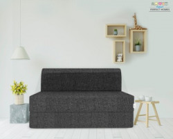 Flipkart Perfect Homes Exotica One Seater Sofa Cum Bed - Perfect for Guests - Single Sofa Bed Jute Fabric Washable Cover | 3' X 6' Single Sofa Bed(Finish Color - Dark Grey Mechanism Type - Fold Out Delivery Condition - DIY(Do-It-Yourself))