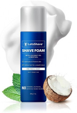 LetsShave Shave Foam for Men Menthol & Coconut Oil Enriched + Skin Nourishing Agents 200g(200 g)