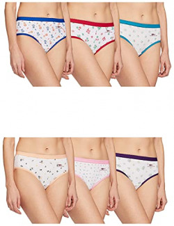 SOUTH SAILOR Womens Cotton Printed White Outer Elastic Panties Multicolor Pack of 6