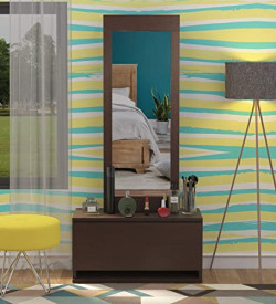 Pepperfry Dressing Table | Mintwud | Zenyatta | Color: Columbia Walnut Finish | Dressing Table with Mirror | Dressing Table
