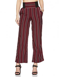 KRAVE Women's Relaxed Fit Pants (SS19KRAVEZEBRA_WIB_Wine/Black_26)