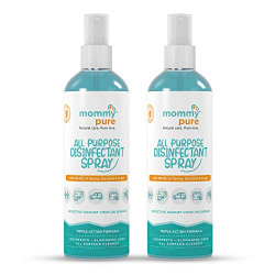 Mommypure Disinfectant Spray For All Surface (100ml)|Lab Tested Kills 99.9% Germs|Alcohol Based, Anti-bacterial Spray|Best Use For Office Desks, Car Keys & Interiors, Delivery Packages And Doorknobs (Pack Of 2)