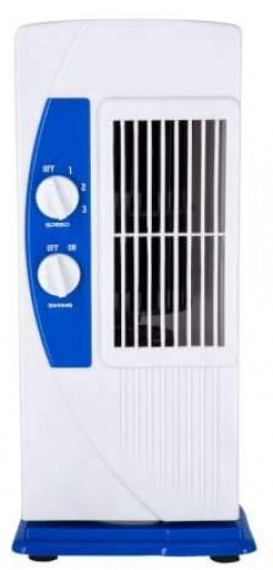 Hometronics Portable 2 Blade Mini Tower Fan With Rotating & Revolving for Uses Home, Kitchen, Shop, Office, Kids Room, 80 Watts Tower Fan, Four Way Air Deflection, White & Blue Color
