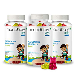 Meadbery Multivitamin and Mineral Gummy Bears Gluten-Free Formula with Minerals and Vitamins B; C; D; E; B12; B6 for Kids Growth, Development & Immunity|Kids Health-30 Gummy Bears- Pack of 3