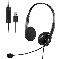 Bigpassport Usb Wired Over Ear Headphones With Mic With Noise-Cancelling For Pc, Laptop, Computer, Model- Pro-Tech 134 (Black)