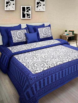 JAIPUR PRINTS Cotton Double Bedsheets with 2 Pillow Covers (220x240cm, Multicolour)