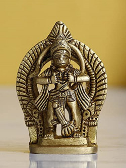 eCraftIndia Lord Hanuman Opening his Heart Handcrafted Decorative Brass Figurine, Gold, One Size (BGH503)