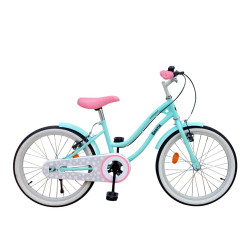 Beetle Bubblegum 20T Kids Bike, 12 Inch Frame, Turquoise Blue, Single Speed Steel Frame Bike, Ideal for 6-10 Years Unisex, Height 3.5-4.5 feet