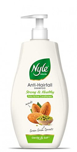 Nyle Naturals Strong & Healthy Anti Hairfall 2 In1 Shampoo With Active Conditioner, With Almonds And Green Gram Sprouts, Gentle and soft shampoo , PH balanced and Paraben free, For Men and Women,400ml