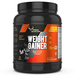 Strava Nutrition Weight Gainer with Whey protein, Ashwagandha extract and digestive enzymes (Chocolate Flavour) 1kg / 2.2 lbs